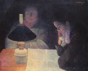 Leyendo bajo la lámpara, 1890